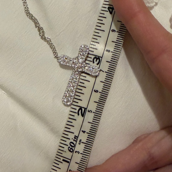 Corace Collection Pave Cross Necklace Sterling Silver - Picture 12 of 12